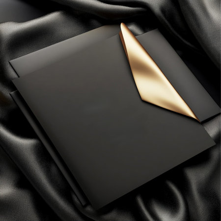 A minimalist VIP invitation banner with elegant gold typography on a sleek black background. The...