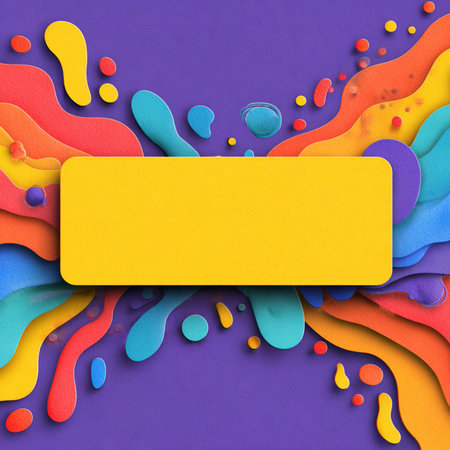 Creative and colorful abstract background in modern paper cut style with vibrant 3D layered shapes...