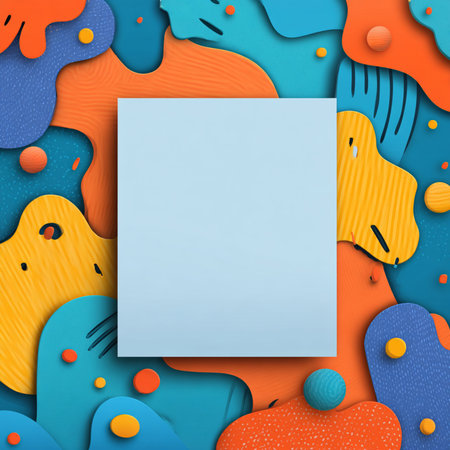 Creative and colorful abstract background in modern paper cut style with vibrant 3D layered shapes...