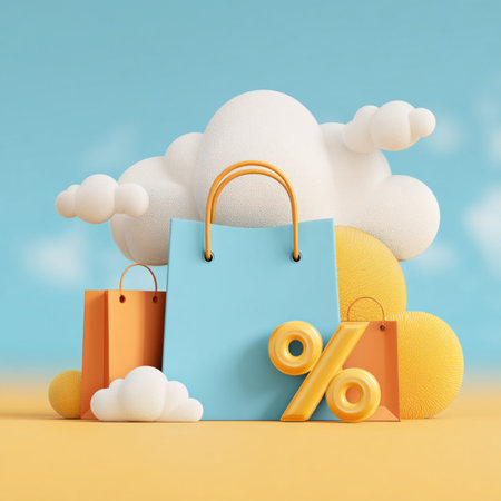 Bright sale and discount banner background with modern design, perfect for promotions, retail advertising, special offers, seasonal deals, and marketing campaignsの写真素材