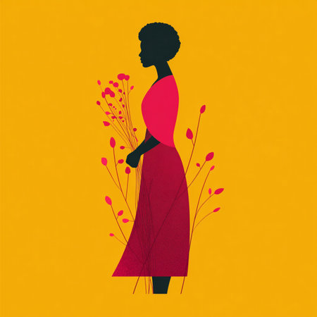 Bright banner for International Women's Day with stylish floral composition, great for advertising campaigns, invitations, and digital mediaの写真素材