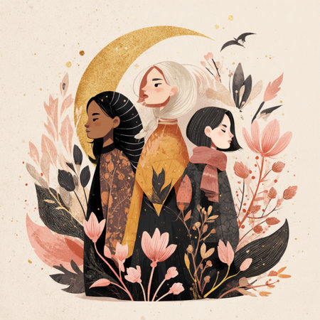 Bright banner for International Women's Day with stylish floral composition, great for advertising campaigns, invitations, and digital mediaの写真素材