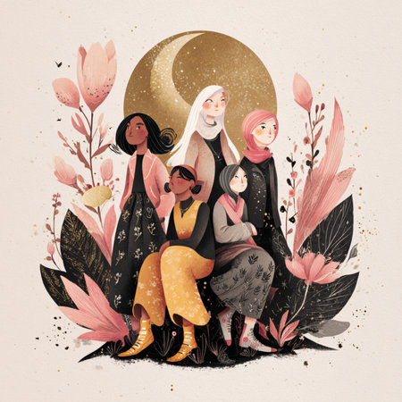 Bright banner for International Women's Day with stylish floral composition, great for advertising campaigns, invitations, and digital mediaの写真素材