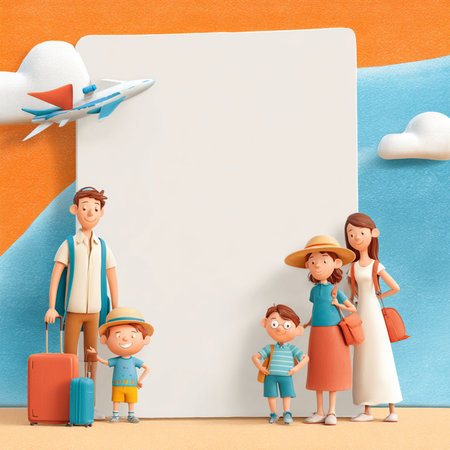 Playful and colorful cartoon-style farm banner featuring a happy farmer, cute animals, fields, and rural landscape. Designed with a blank space for adding custom text, perfect for advertising, educational materials, children's content, or seasonal promotions. Bright colors and cheerful elements create a fun and friendly atmosphere, ideal for web or print useの写真素材