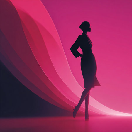 Vibrant neon line-art silhouettes of women on a dark glowing background. Ideal for 8 March celebrations, feminine artwork, event branding, posters, invitations, and modern promotional materialsの写真素材