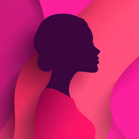 Vibrant neon line-art silhouettes of women on a dark glowing background. Ideal for 8 March celebrations, feminine artwork, event branding, posters, invitations, and modern promotional materialsの写真素材
