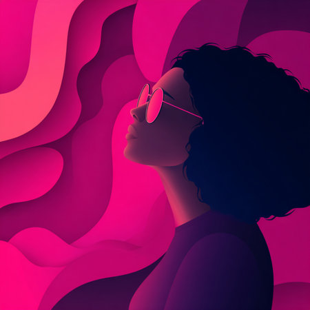 Vibrant neon line-art silhouettes of women on a dark glowing background. Ideal for 8 March celebrations, feminine artwork, event branding, posters, invitations, and modern promotional materialsの写真素材