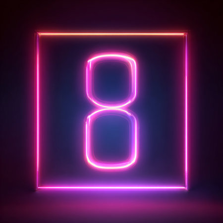 A soft pink luxury background with a glowing neon number 8 and bright "March" lettering framed in gold. Elegant 3D design with luminous highlights and glossy textures. Perfect for Women's Day greeting cards, holiday banners, festive posters, and modern promotional designsの写真素材