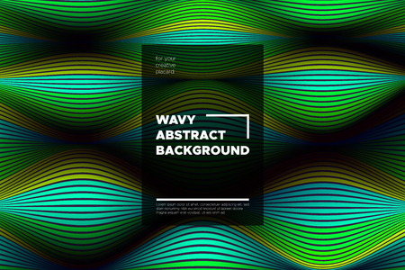 Movement. Trendy Abstract Background of Waves. Modern Bright Flow Poster. Color Blend. Distortion of Wave Stripes. 3d Surface with Optical Illusion. Colorful Warped Lines Movement Effect. Eps10 Vectorのイラスト素材