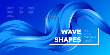 Abstract Color Background. Blue Wavy Fluid Shapes. Vector Illustration EPS10 for Your Creative Design. Beautiful Interweaving. Trendy Digital Background with Flowing Liquid for Business, Banner, Coverのイラスト素材