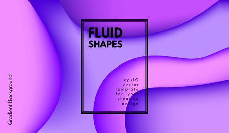 Purple Background with Liquid Shapes. Abstract Flow Poster. Trendy Gradients in Ultraviolet and Purple Colors. 3d Vector Illustration. Fluid Shapes Composition. Abstract Cover with Violet Gradient.のイラスト素材