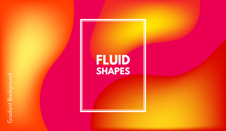 Abstract Background with Liquid Shapes. Trendy Gradients in Yellow Colors. 3d Abstract Flow Poster. Eps10 Vector Illustration. Fluid Shapes Composition. Abstract Background with Glow Effect for Cover.のイラスト素材
