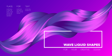 Abstract Liquid Shapes with 3D Effect. Modern Flow Background. Vector Illustration EPS10. Beautiful Interweaving. Purple Fluid. Creative Art Design. Abstract Wavy Liquid for Business, Banner, Cover.のイラスト素材