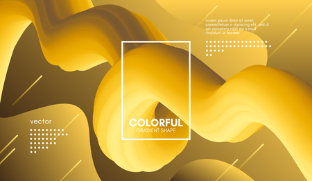 Modern Colorful Liquid Shapes. 3d Abstract Fluid Background. Trendy Vibrant Gradient in Yellow or Gold Colors. Modern Vector Illustration eps10. Futuristic Wave Template with Gradient Flowing Element.のイラスト素材