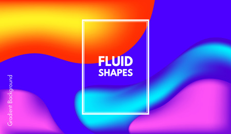 Colorful 3d Background. Abstract Poster with Wave Fluid Shapes. 3d Vector Illustration. Trendy Geometric Template with Bright Gradients for Cover, Poster, Business Design, Web Page. 3d Liquid Flowing.のイラスト素材
