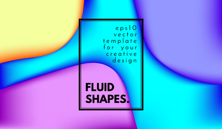 Colorful Fluid Shapes. Abstract Background with Gradient. 3d Composition with Bright Liquid. Eps10 Vector Illustration. Geometric Pattern with Fluid Elements for Cover, Banner, Poster, Business Designのイラスト素材