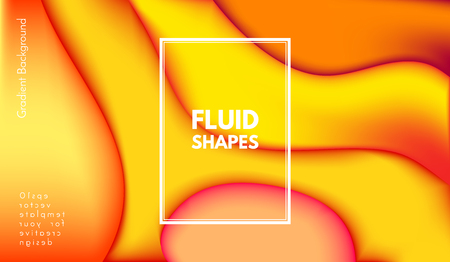 Abstract Background with Liquid Shapes. Trendy Gradients in Yellow Colors. 3d Abstract Flow Poster. Eps10 Vector Illustration. Fluid Shapes Composition. Abstract Background with Glow Effect for Cover.のイラスト素材