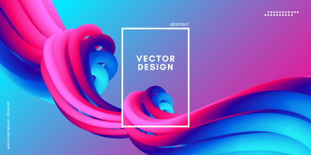 Abstract Wave Liquid Shape. Colorful 3d Flow Design. Trendy Rainbow Gradient in Pastel Colors for Wave Poster, Flyer. Modern Vector Illustration. Creative Wave Template with Rainbow Fluid Elements.のイラスト素材