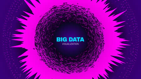 Energy Flow Concept. Big Data Stream Visualization. Abstract Radial Fractal in Futuristic Style. Effect of Depth of Field. Technology Tunnel with Wave Lines. Digital Vector Background of Energy Streamのイラスト素材