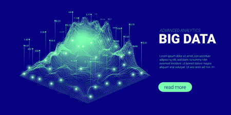 Abstract Technology Background. Big Data Stream Visualization. Landing Page with Cryptography Design. 3d Technology Poster for Science Innovation Presentation. Quantum Computing Technology Concept.のイラスト素材