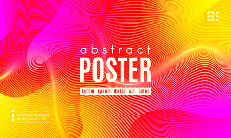 Fluid Shapes Abstract Composition. Gradient Background with Wave Lines. Trendy Web Page Template with Fluid Forms Concept. Poster with Distorted Stripes and 3d Effect. Vector Geometric Template.のイラスト素材