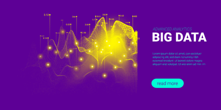 Artificial Intelligence, Big Data Analysis Visualization. Landing Page Template with Quantum Cryptography Concept. Business Presentation of Artificial Intelligence. Blockchain Virtual Visualization.のイラスト素材