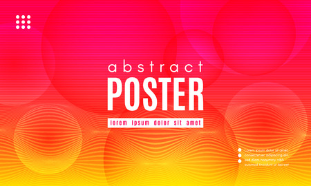 Abstract Geometric Background. Fluid Shapes Composition. Wave Liquid with Distorted Lines. Striped Geometric Poster in Red, Yellow and Orange Colors Design. Landing Page Concept with Vibrant Gradient.のイラスト素材