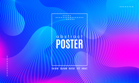 Gradient Fluid Shapes. Abstract Background in Blue and Pink Colors. Wave Liquid and Distorted Gradient Lines. Futuristic Concept of Landing Page. Geometric Abstract Poster with Dynamic Neon Gradient.のイラスト素材