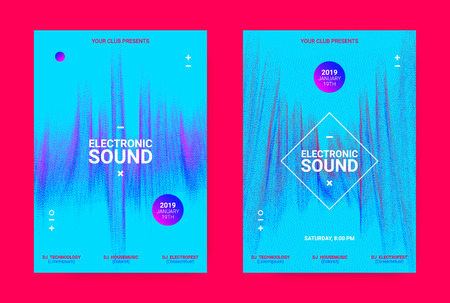 Music Event Banner. Techno Sound Wave Poster. Vector Amplitude of Dotted Lines. Wave Music Equalizer Concept. Promotion of Night Event. Poster for Announcement of Dj Performance. Flyer for Dance Eventのイラスト素材