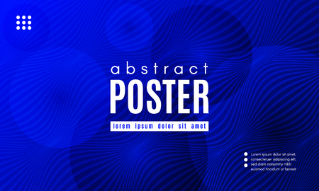 Abstract Blue Background. Landing Page Concept. Fluid Shapes Composition with Wave Stripes. Linear Gradient Poster for Web Design. Movement and Distortion Effect. Futuristic Blue Abstract Background.のイラスト素材