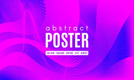 Gradient Liquid Shapes Composition. Abstract Wave Background with Distorted Lines. Effect Movement of Simple Liquid Shapes. Music Poster Concept in Pink and Blue Color Design. Vector Wave Liquid Form.のイラスト素材