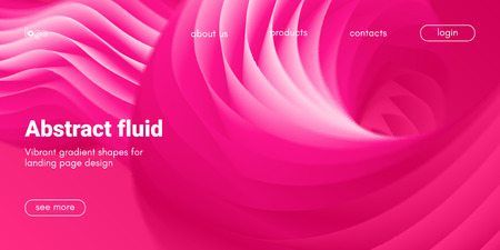 Plastic Pink Wave Background. Art Brush Paint, Abstract Fluid Design. Landing Page Trendy Flow Concept. 3d Wave Poster with Liquid Shape in Movement. Vector Gradient Futuristic Banner, Wave Wallpaper.のイラスト素材
