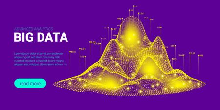 Artificial Intelligence, Big Data Analysis Visualization. Landing Page Template with Quantum Cryptography Concept. Business Presentation of Artificial Intelligence. Blockchain Virtual Visualization.のイラスト素材