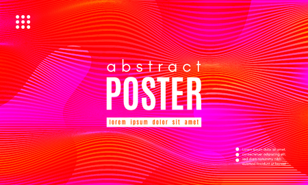 Abstract Background with Gradient Fluid Shapes. Movement of Neon Liquid. Wave Distorted Abstract Stripes. Trendy Linear Banner for Landing Page. Abstract Background with Vibrant Gradient and Red Wavesのイラスト素材