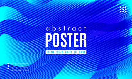 Blue Liquid Shapes. Abstract Poster with Distortion of Wave Stripes. Vector Gradient Background with Movement of Liquid. 3d and Light Effect. Minimal Template for Web Page. Blue Liquid Composition.のイラスト素材