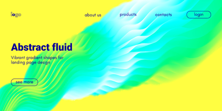 Abstract Background, Landing Page Template. Colorful Fluid Shape with Movement. Abstract Wave Poster, Futuristic Banner. 3d Liquid Background or Wallpaper. Vector Gradient Abstract Brochure Design.のイラスト素材