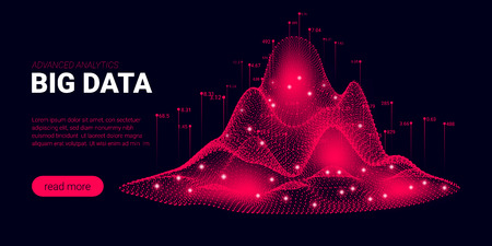 Landing Page, Big Data Analysis Visualization. Quantum Computing, Artificial Intelligence Concept. Futuristic Landing Page with Science Innovation Presentation. Signal Cryptography Page Template.のイラスト素材