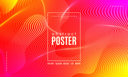 Fluid Shapes Abstract Composition. Gradient Background with Wave Lines. Trendy Web Page Template with Fluid Forms Concept. Poster with Distorted Stripes and 3d Effect. Vector Geometric Template.のイラスト素材