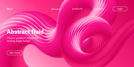 Plastic Pink Wave Background. Art Brush Paint, Abstract Fluid Design. Landing Page Trendy Flow Concept. 3d Wave Poster with Liquid Shape in Movement. Vector Gradient Futuristic Banner, Wave Wallpaper.のイラスト素材
