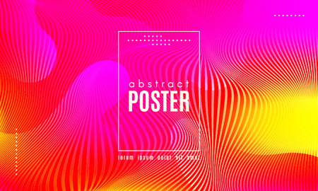 Fluid Shapes Abstract Composition. Gradient Background with Wave Lines. Trendy Web Page Template with Fluid Forms Concept. Poster with Distorted Stripes and 3d Effect. Vector Geometric Template.のイラスト素材