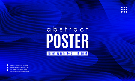 Abstract Blue Background. Landing Page Concept. Fluid Shapes Composition with Wave Stripes. Linear Gradient Poster for Web Design. Movement and Distortion Effect. Futuristic Blue Abstract Background.のイラスト素材