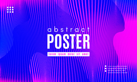Gradient Fluid Shapes. Abstract Background in Blue and Pink Colors. Wave Liquid and Distorted Gradient Lines. Futuristic Concept of Landing Page. Geometric Abstract Poster with Dynamic Neon Gradient.のイラスト素材