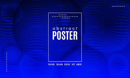 Abstract Blue Background. Landing Page Concept. Fluid Shapes Composition with Wave Stripes. Linear Gradient Poster for Web Design. Movement and Distortion Effect. Futuristic Blue Abstract Background.のイラスト素材