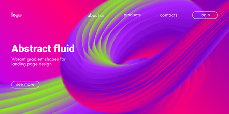 Pink, Purple and Green Abstract Background. 3d Fluid Design, Landing Page Wave Concept. Colorful Liquid Shape in Movement. Abstract Brochure for Web. Flow Banner. Vector Gradient Abstract Background.のイラスト素材