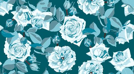 Seamless Floral Pattern. Roses in Watercolor Style. Vintage Flower, Rustic Wedding Decorative Element. Retro Floral Background for Invite, Elegant Print, Textile Design. Peony Bouquet. Floral Texture.のイラスト素材