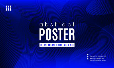 Abstract Blue Background. Landing Page Concept. Fluid Shapes Composition with Wave Stripes. Linear Gradient Poster for Web Design. Movement and Distortion Effect. Futuristic Blue Abstract Background.のイラスト素材