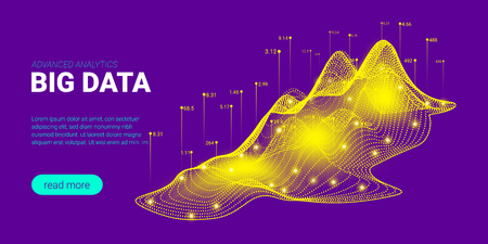 Artificial Intelligence, Big Data Analysis Visualization. Landing Page Template with Quantum Cryptography Concept. Business Presentation of Artificial Intelligence. Blockchain Virtual Visualization.のイラスト素材