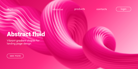 Plastic Pink Wave Background. Art Brush Paint, Abstract Fluid Design. Landing Page Trendy Flow Concept. 3d Wave Poster with Liquid Shape in Movement. Vector Gradient Futuristic Banner, Wave Wallpaper.のイラスト素材