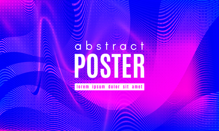 Gradient Fluid Shapes. Abstract Background in Blue and Pink Colors. Wave Liquid and Distorted Gradient Lines. Futuristic Concept of Landing Page. Geometric Abstract Poster with Dynamic Neon Gradient.のイラスト素材