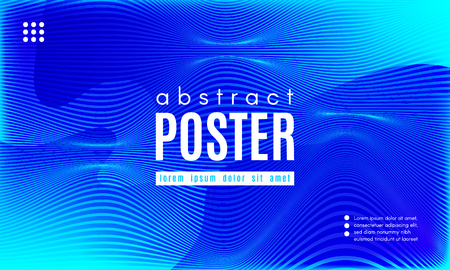 Blue Liquid Shapes. Abstract Poster with Distortion of Wave Stripes. Vector Gradient Background with Movement of Liquid. 3d and Light Effect. Minimal Template for Web Page. Blue Liquid Composition.のイラスト素材